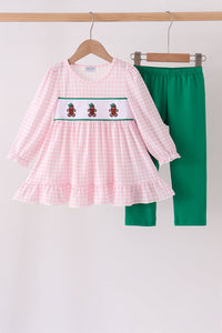 Gingerbread Embroidery Ruffle Pants Set