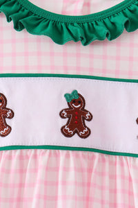 Gingerbread Embroidery Ruffle Dress
