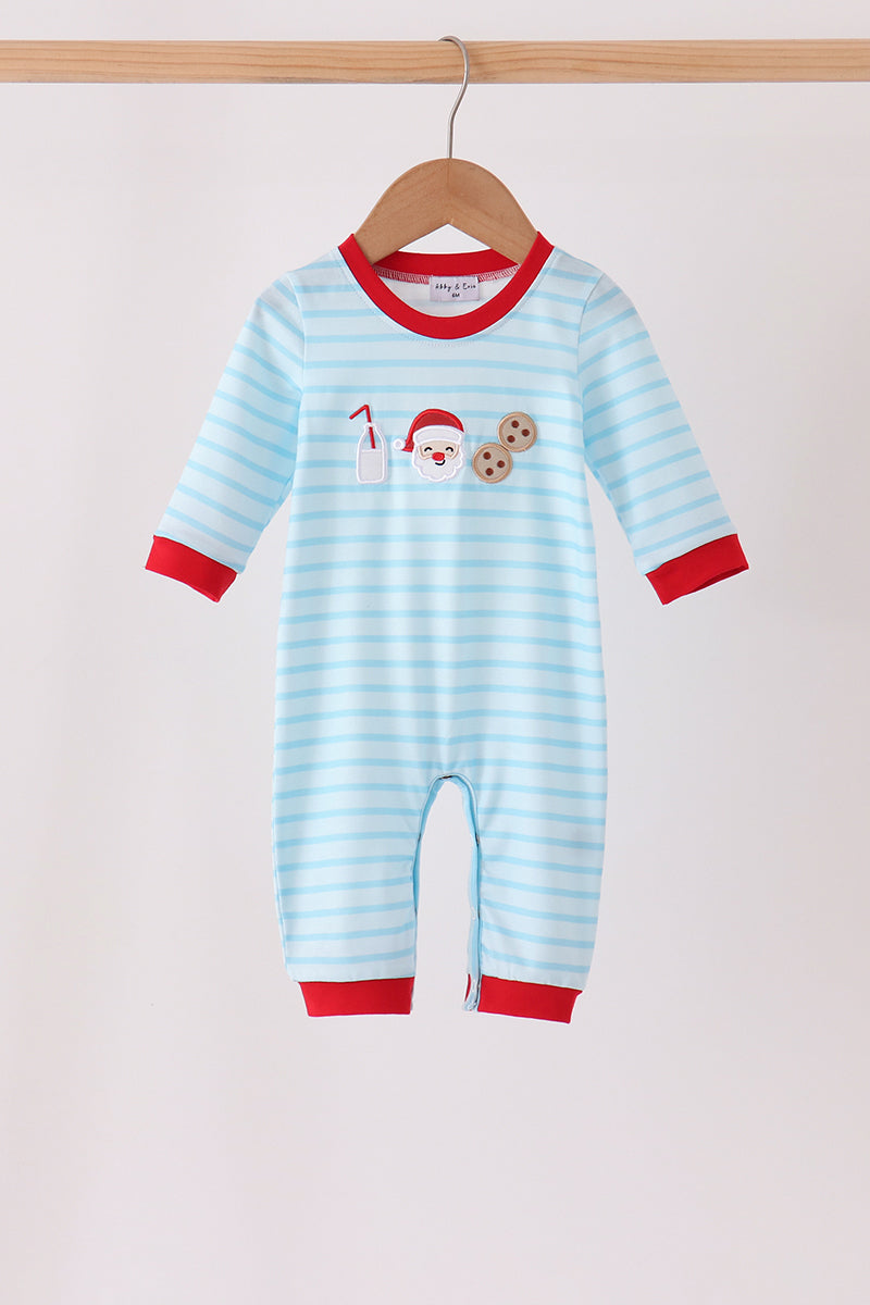 Milk Santa Cookies Stripe Romper