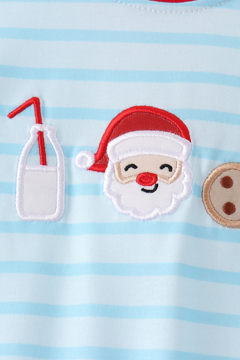 Milk Santa Cookies Stripe Romper
