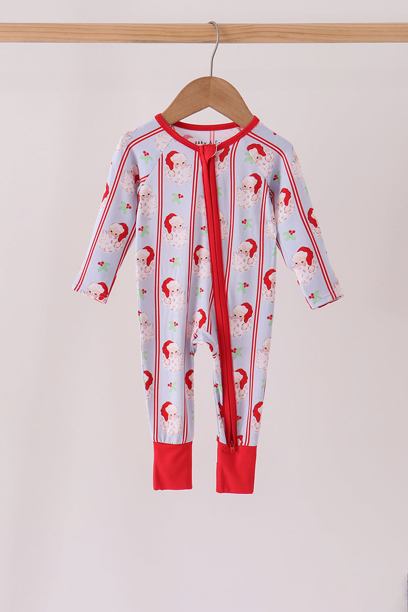 Santa claus bamboo zipper romper