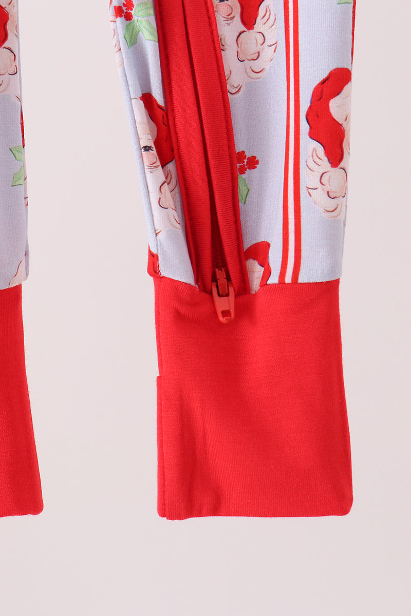 Santa claus bamboo zipper romper