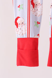 Santa claus bamboo zipper romper
