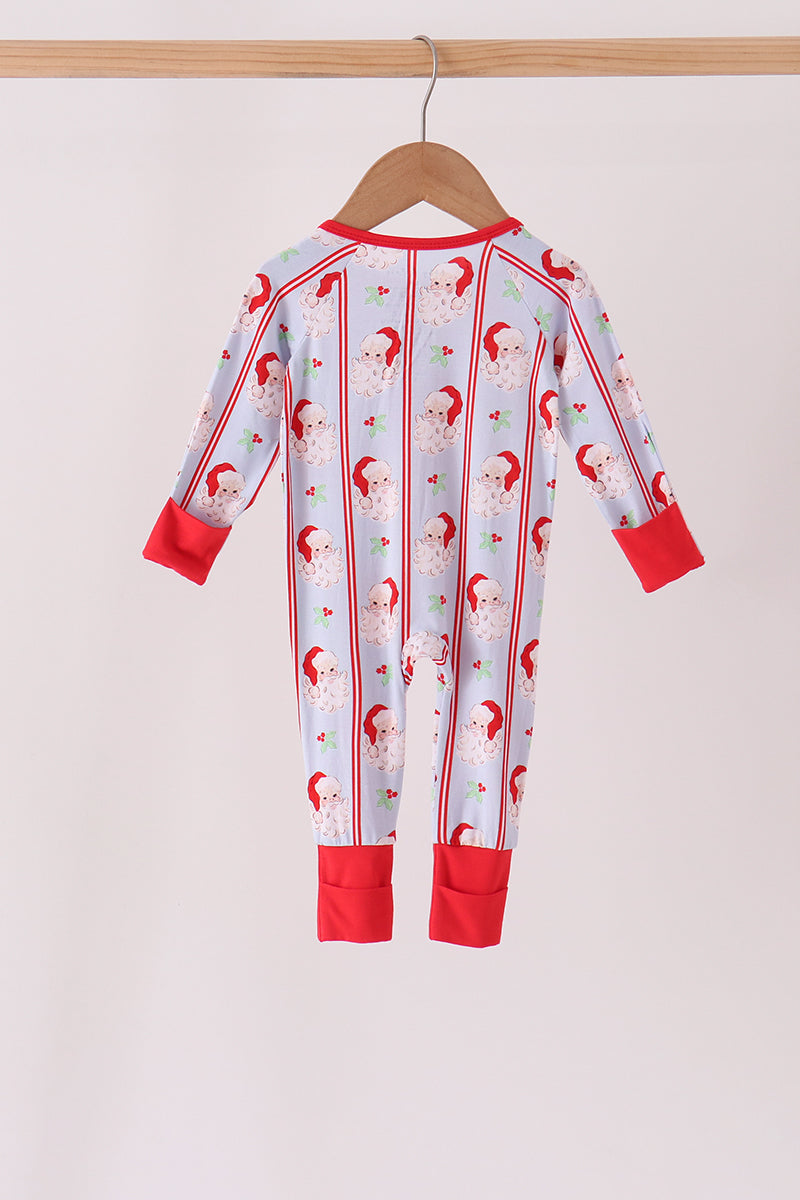 Santa claus bamboo zipper romper