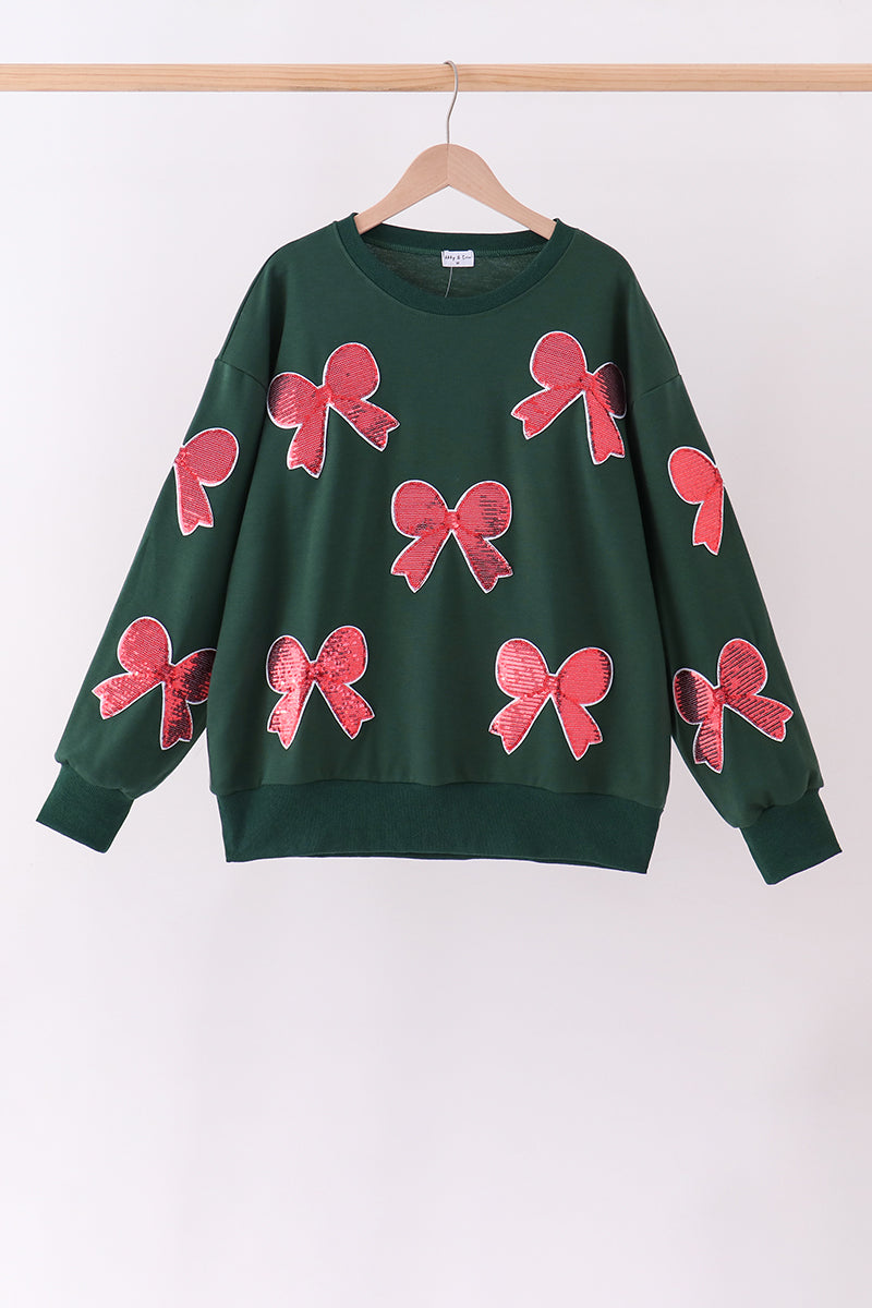 Bow sequin mom&me top