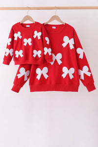 Red bow sequin mom&me top