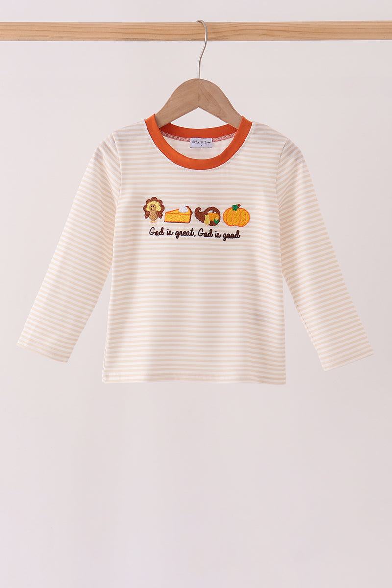 Turkey pumpkin embroidery top