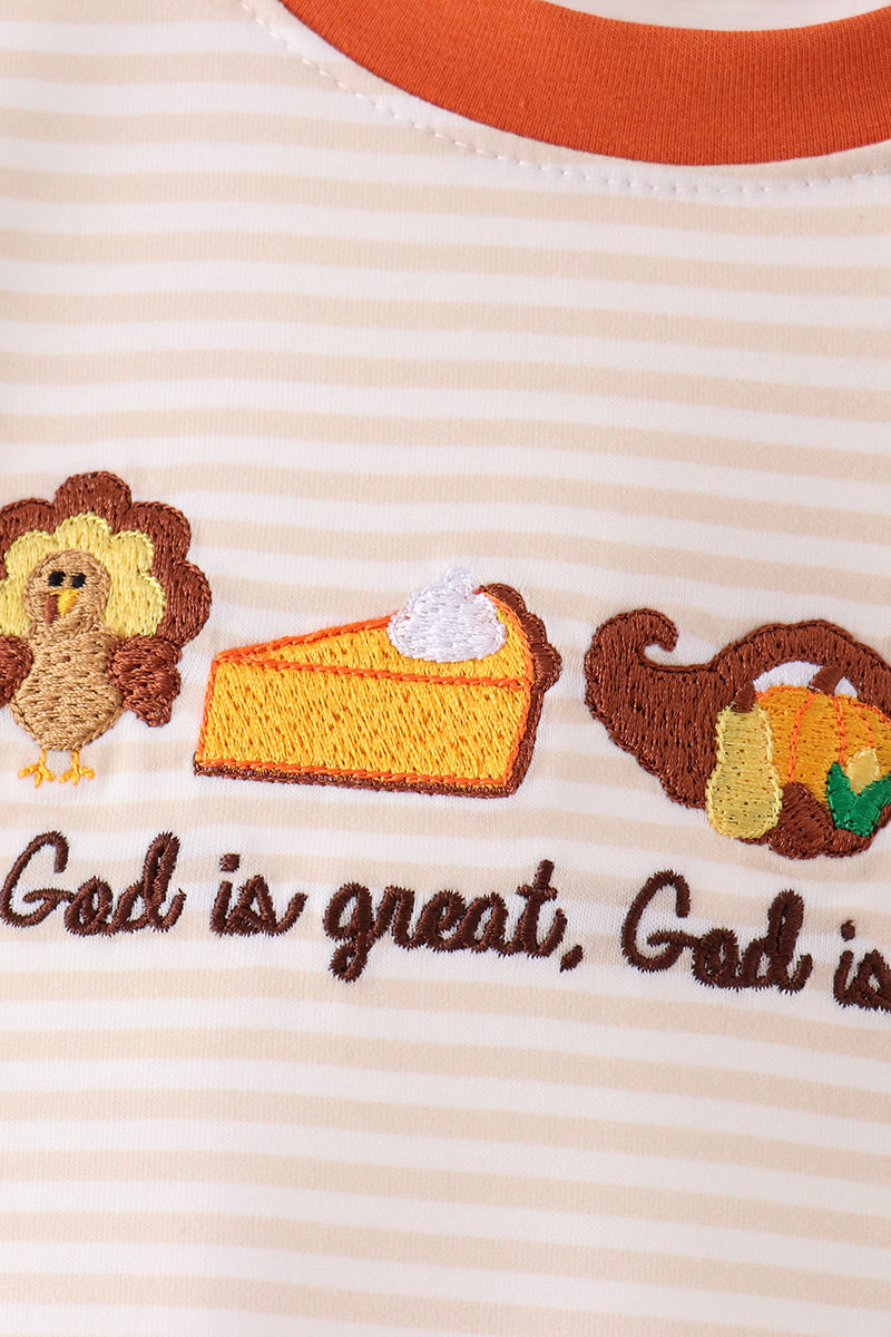 Turkey pumpkin embroidery top