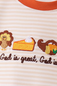 Turkey pumpkin embroidery top