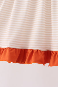 Turkey pumpkin embroidery ruffle dress