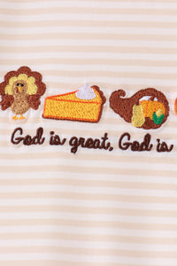 Turkey pumpkin embroidery romper
