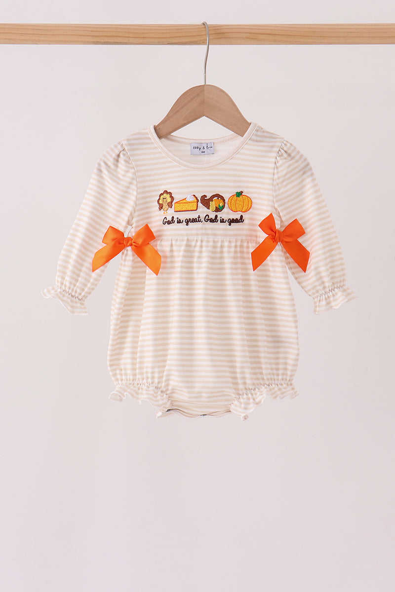Turkey pumpkin embroidery bow bubble
