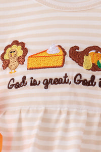 Turkey pumpkin embroidery bow bubble