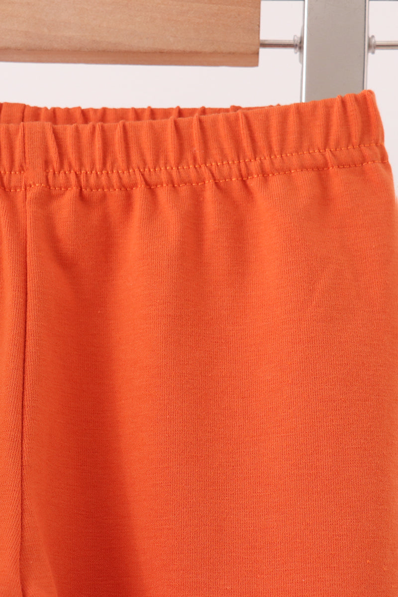 Turkey pumpkin embroidery bow pants set