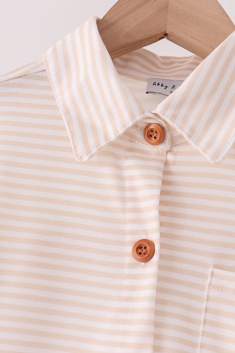 Turkey pumpkin embroidery button down shirt