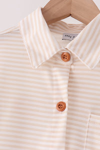 Turkey pumpkin embroidery button down shirt