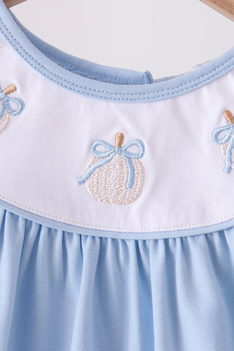 Pumpkin embroidery ruffle bloomer set