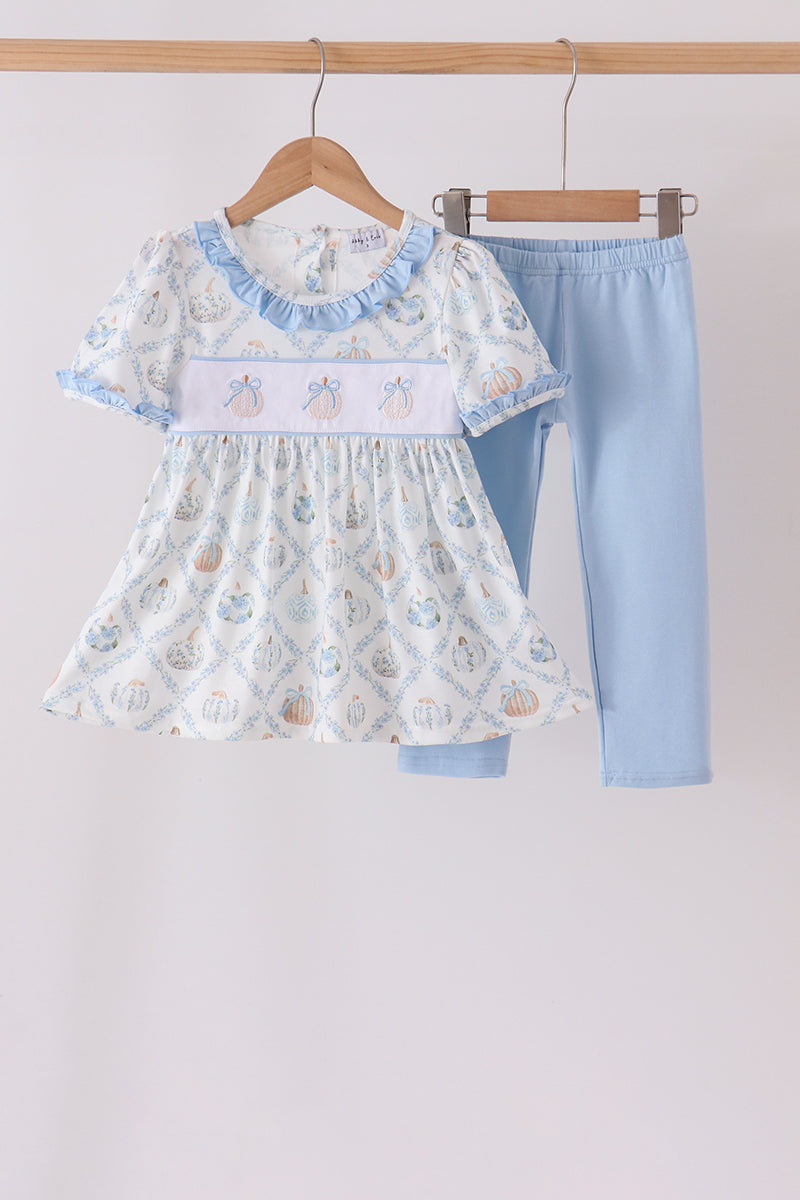 Pumpkin embroidery ruffle pants set