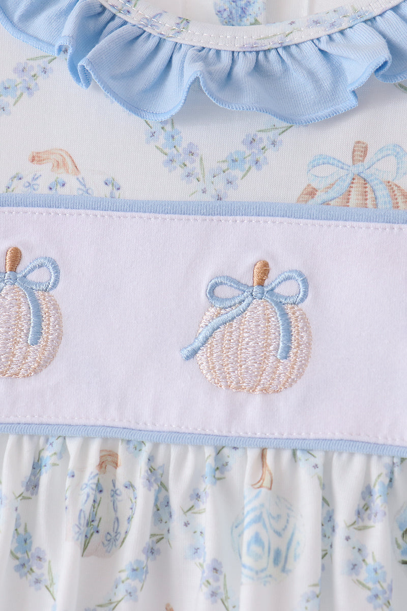 Pumpkin embroidery ruffle pants set