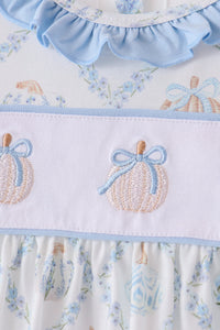 Pumpkin embroidery ruffle pants set
