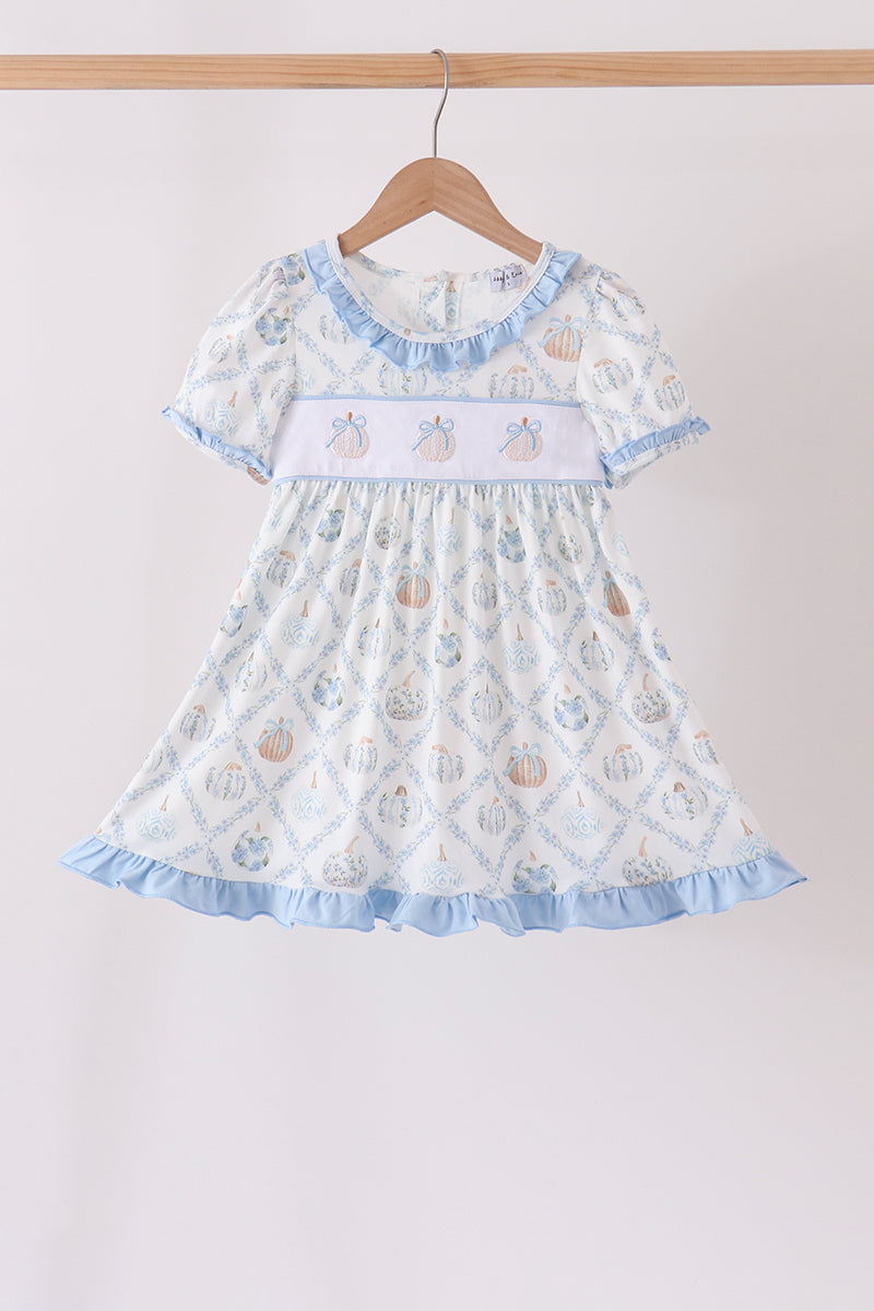 Pumpkin embroidery ruffle dress
