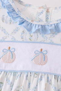 Pumpkin embroidery ruffle dress