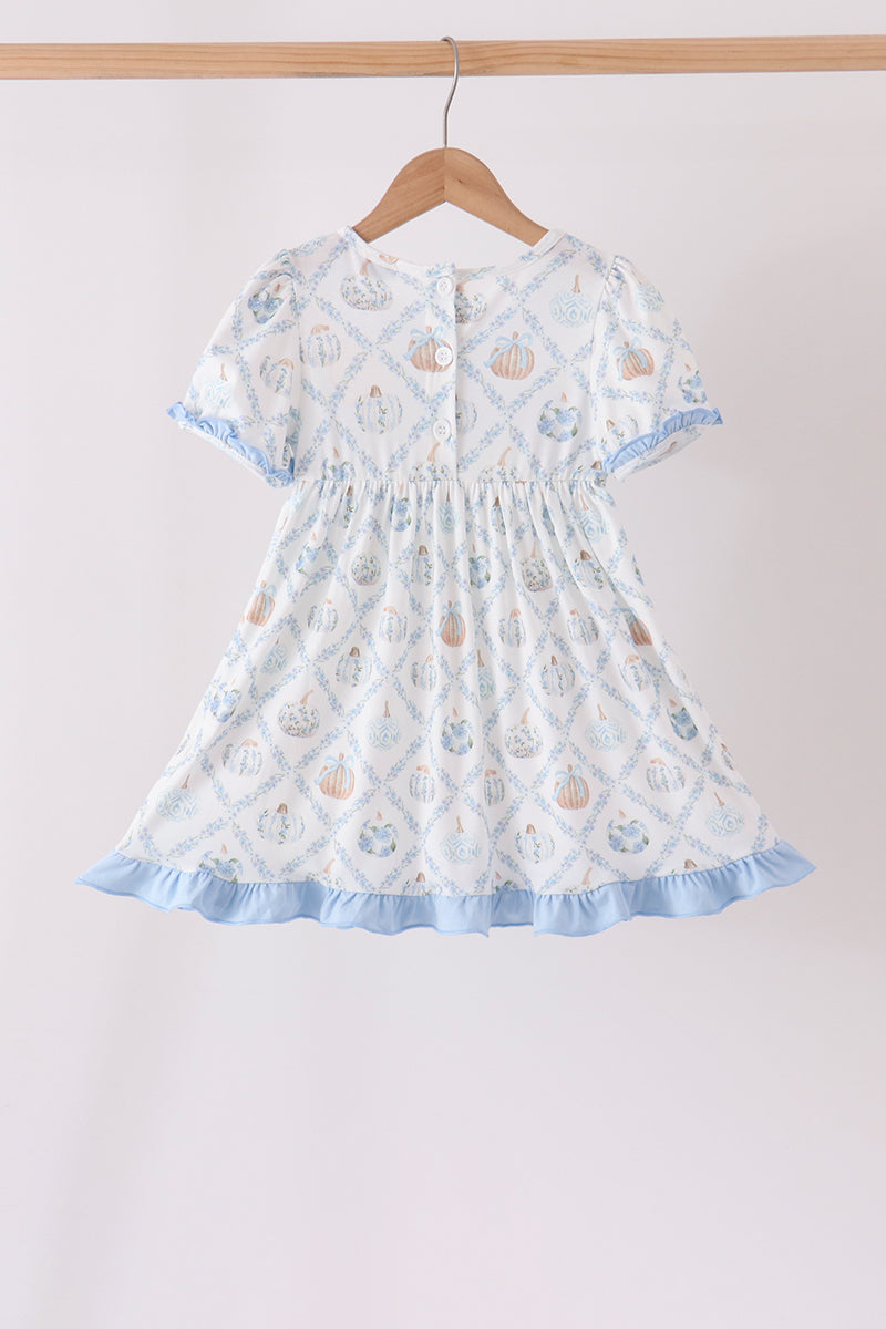 Pumpkin embroidery ruffle dress