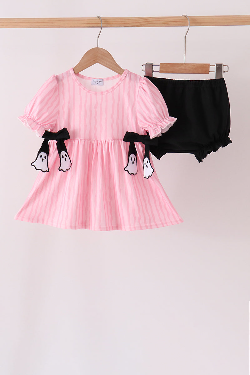 Ghost applique stripe bloomer set