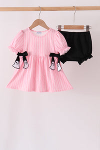Ghost applique stripe bloomer set