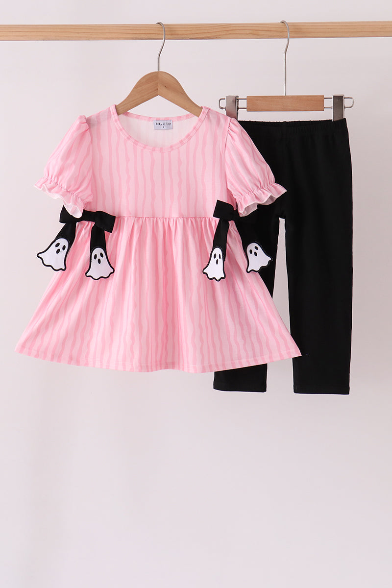 Ghost applique stripe pants set