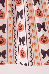 Pumpkin bow embroidery ruffle dress