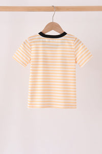 Pumpkin embroidery stripe top