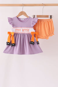 Spider smocked ruffle bloomer set