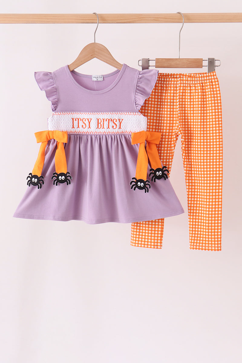 Spider smocked ruffle pants set