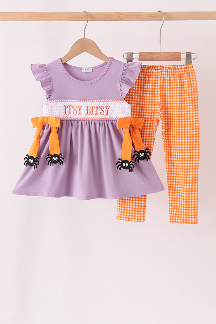Spider smocked ruffle pants set