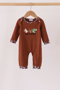 Camouflage hunting embroidery romper