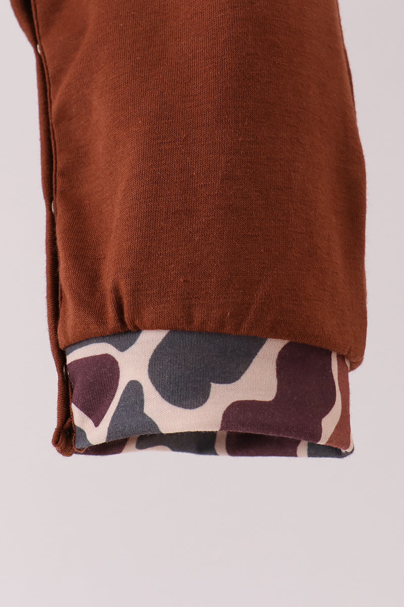 Camouflage hunting embroidery romper