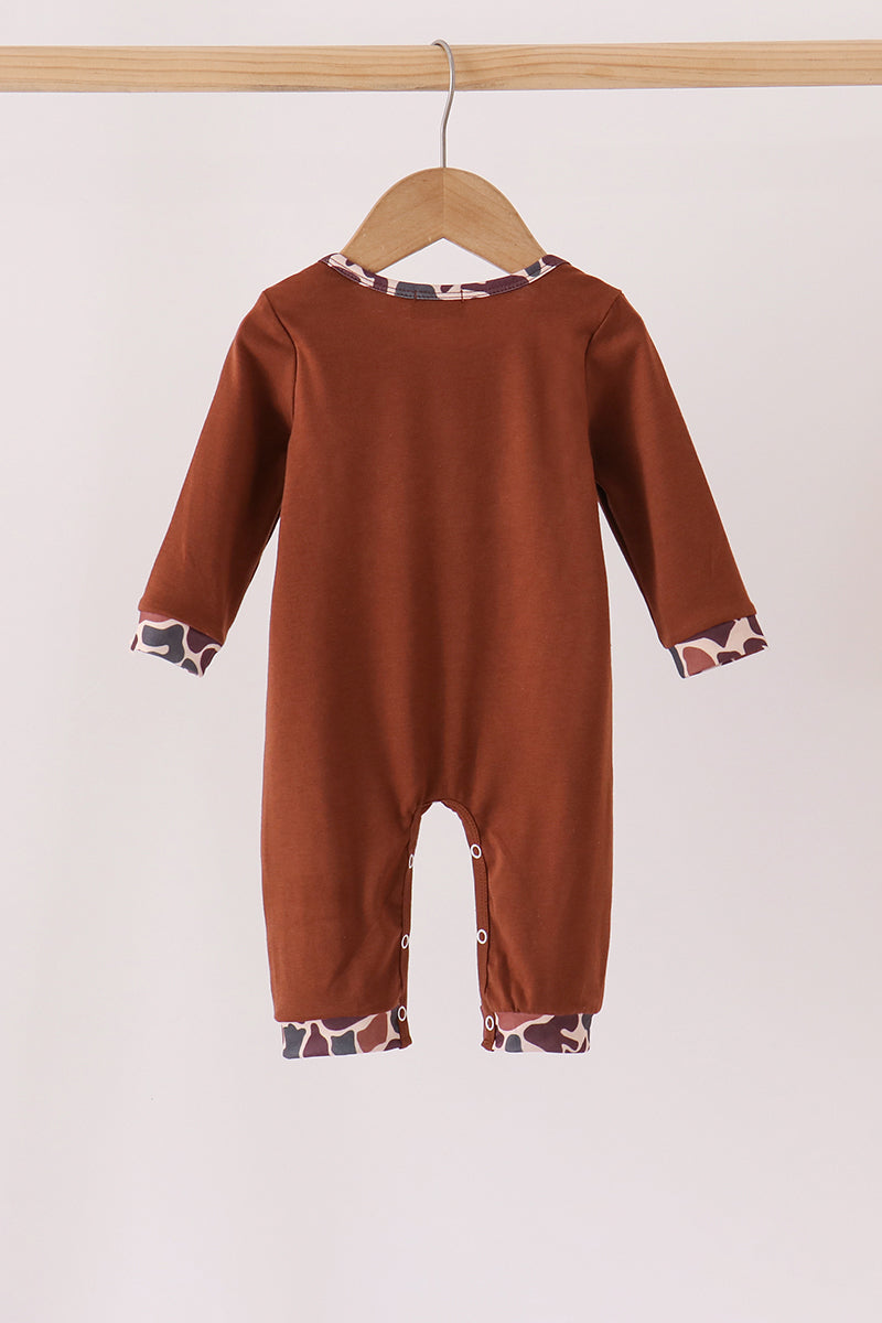 Camouflage hunting embroidery romper