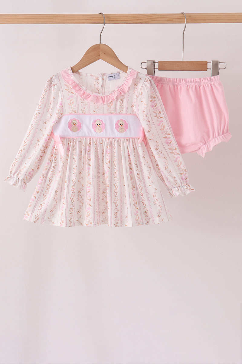 Turkey embroidery ruffle bloomer set