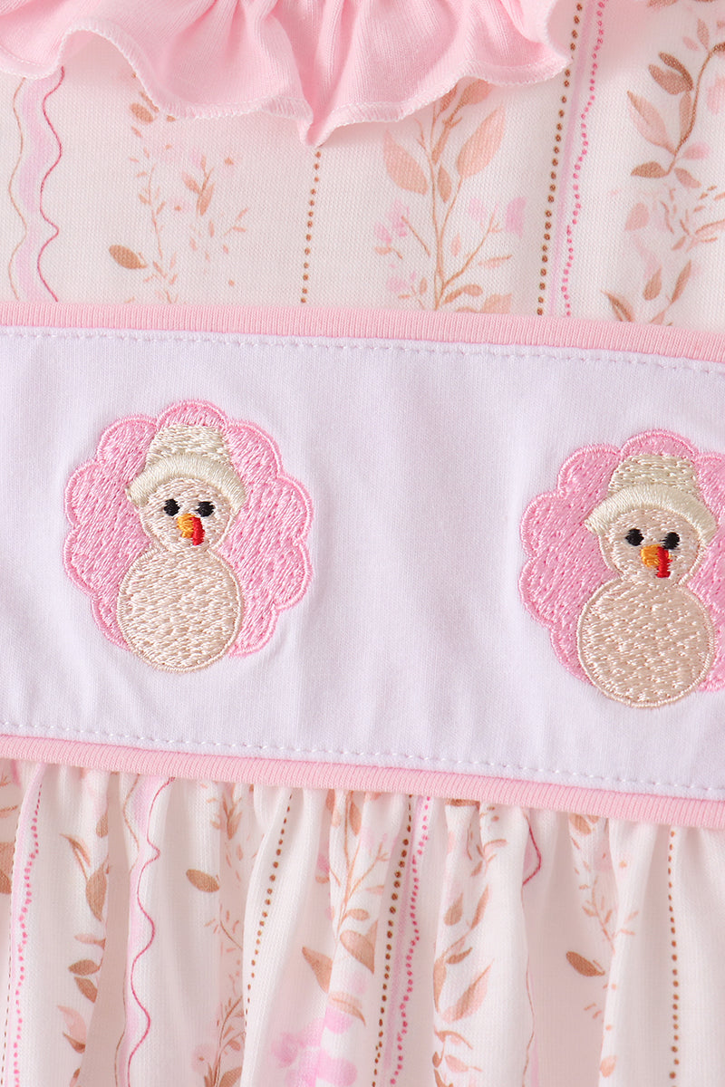 Turkey embroidery ruffle bloomer set