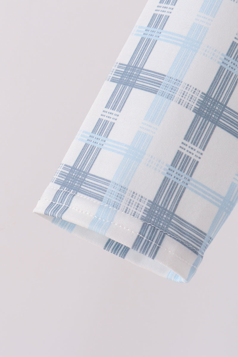 Blue plaid pocket top