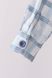Blue plaid button down shirt
