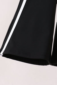 Black Flare Double Side Stripe Active Pants