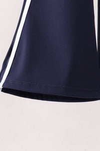 Navy Flare Double Side Stripe Active Pants