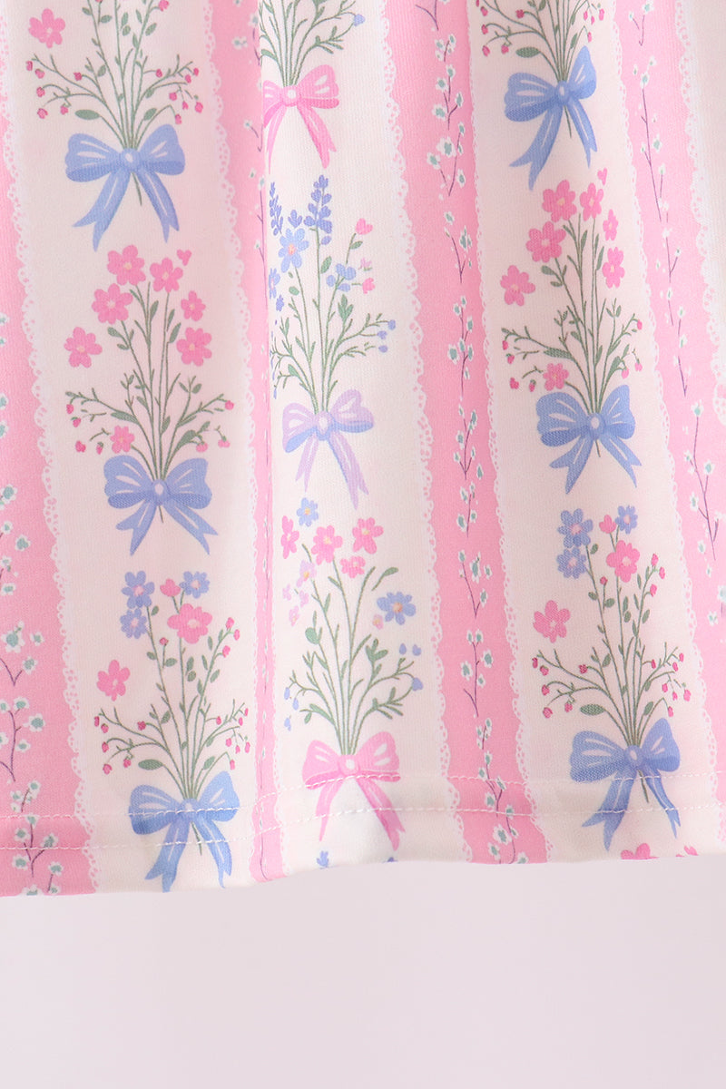 Pearl Bow Floral Bloomer Set