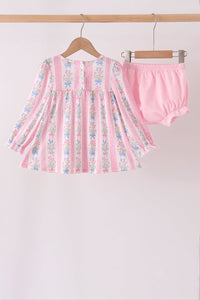 Pearl Bow Floral Bloomer Set