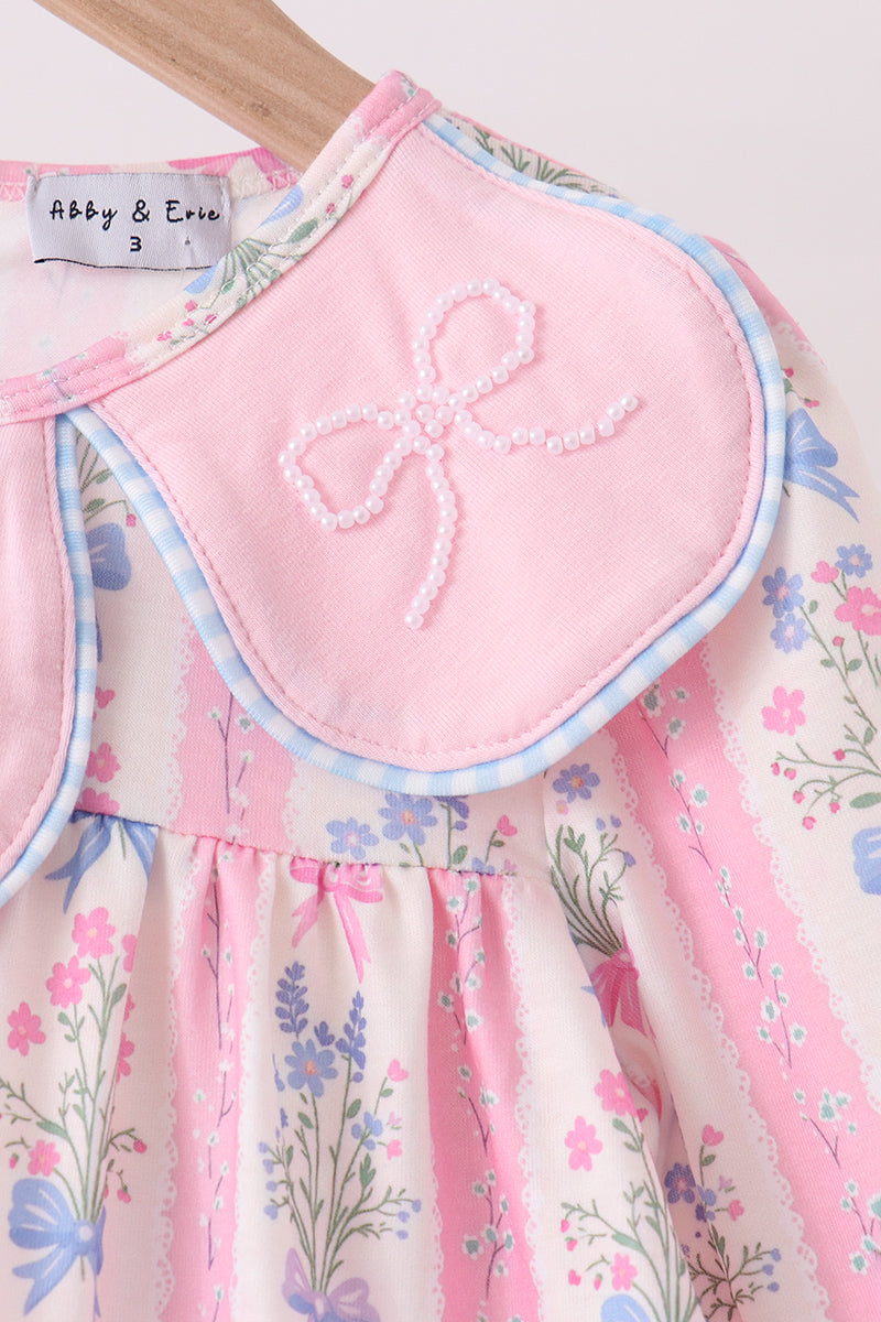 Pearl Bow Floral Dress