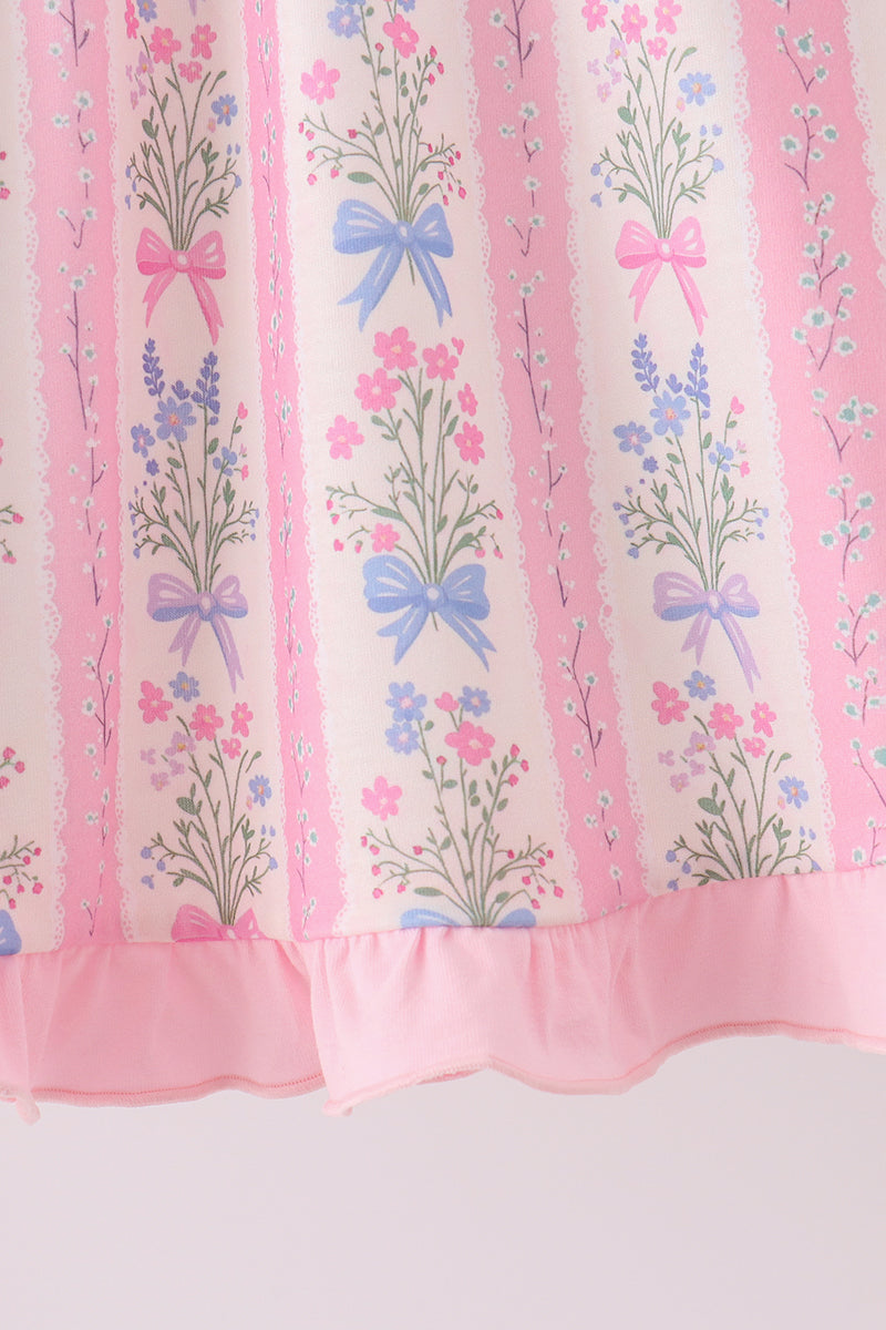 Pearl Bow Floral Dress