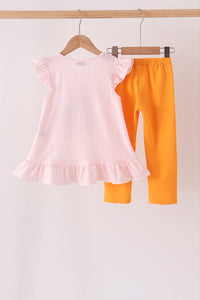 Jack-O-Lantern applique ruffle pants set