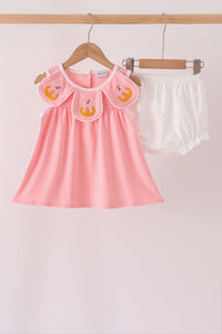 Pumpkin embroidery bloomer set